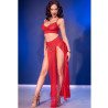 Chilirose - Cr 4850 Ensemble Top Et Leggings Rouge Avec Accessoires Dorés M